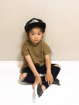 「ザノースフェイス」｜「アイテム（スリッポン）」を使った、SGRさん（キッズ・110cm）の春コーディネート