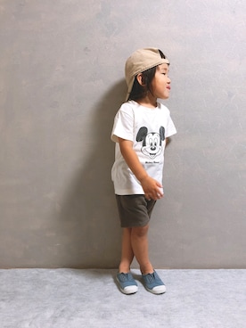 「ミッキーT」｜「アイテム（スリッポン）」を使った、SGRさん（キッズ・110cm）の夏コーディネート