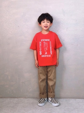 「USAコットン」｜「アイテム（スリッポン）」を使った、SGRさん（キッズ・110cm）の春コーディネート