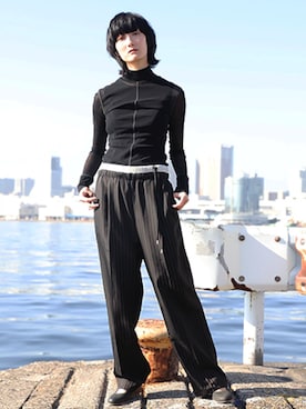 「hatra（ハトラ）のアイテム（Tシャツ/カットソー）」を使った、palm maison storeさん（レディース・167cm）の秋コーディネート