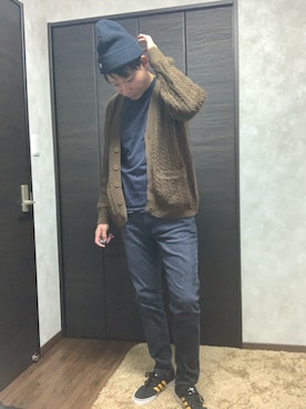 「BASECONTROL（ベースコントロール）のアイテム（トップス）」を使った、れいさん（メンズ・177cm）の秋コーディネート