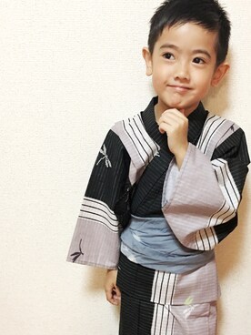 「アイテム（浴衣）」を使った、RioN♡YunoNさん（キッズ・100cm）の夏コーディネート