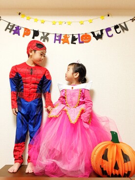 「オーロラ姫のアイテム（ワンピース、ピンク系）」を使った、RioN♡YunoNさん（キッズ・133cm）の秋コーディネート