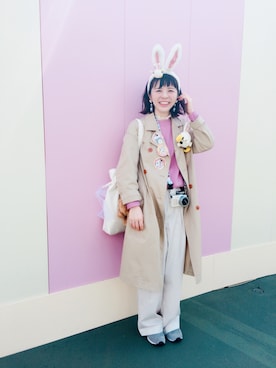 「誕生日」｜「アイテム（トレンチコート）」を使った、mame\☺︎/さん（レディース・160cm）の春コーディネート