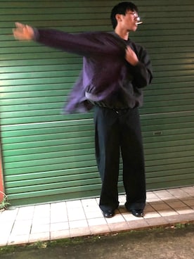 「金子眼鏡（カネコガンキョウ）のKilgore Glasses - Made by Kaneko Optical / ボストン型眼鏡 - 金子眼鏡製（メガネ）」を使った、いわちょすさん（メンズ・179cm）の秋コーディネート