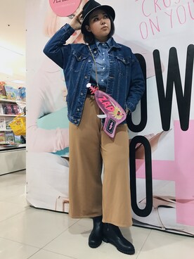 「plussize」｜「アイテム（ブーティ）」を使った、包BAOさん（レディース・172cm）の冬コーディネート