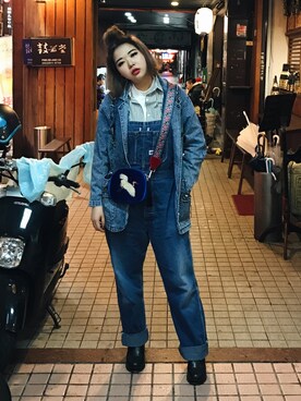 「plussize」｜「アイテム（ブーティ）」を使った、包BAOさん（レディース・172cm）の冬コーディネート