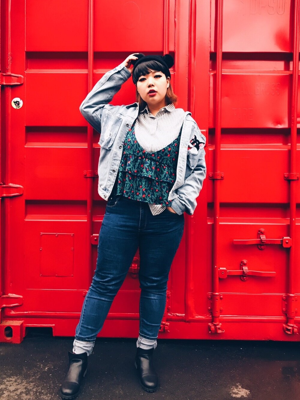 「今日の服、daily look、plussize、plussizefashion」｜「Juicy Fattyのアイテム（Tシャツ/カットソー、グリーン系）」を使った、包BAOさん（レディース・172cm）の春コーディネートの1枚目の写真