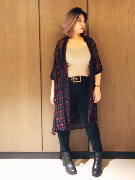 「plussize」｜「アイテム（ブーティ）」を使った、包BAOさん（レディース・172cm）の夏コーディネート