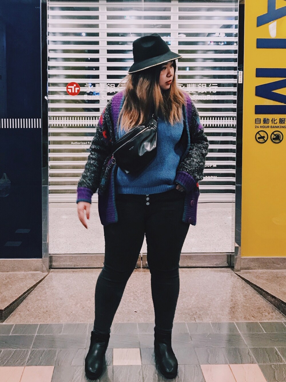 「ぽっちゃり、ラファコーデ、plussize、plussizefashion、古着、ZARA、juicyfatty、針織外套、ootd、台湾」｜「PAZZOのアイテム（ニット/セーター、ブルー系）」を使った、包BAOさん（レディース・172cm）の冬コーディネートの1枚目の写真