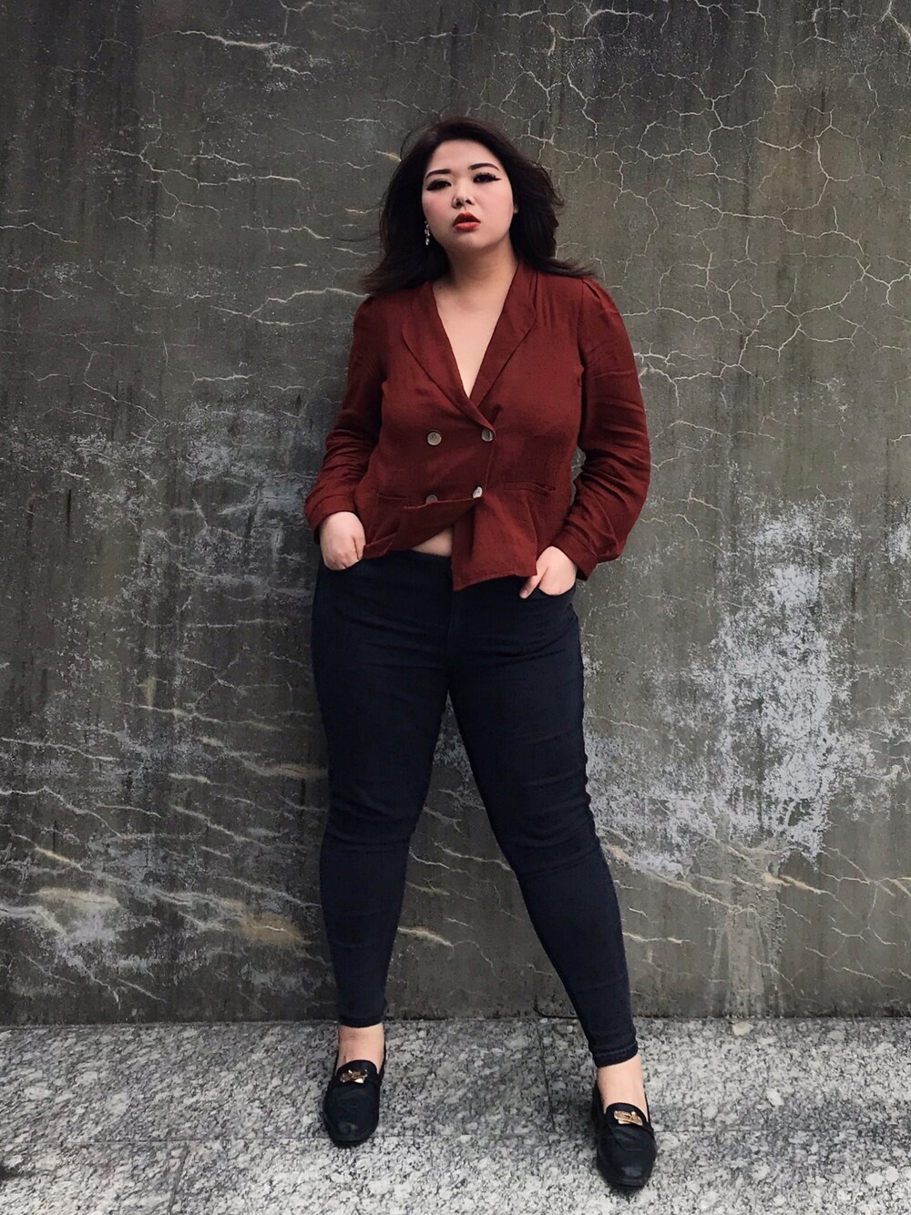 「春コーデ、daily look、ZARA、ぽっちゃり、ラファコーデ、plussize、cordate、juicyfatty、ootd、台湾」｜「ZARAのアイテム（トップス、ブラック系）」を使った、包BAOさん（レディース・172cm）の春コーディネートの1枚目の写真