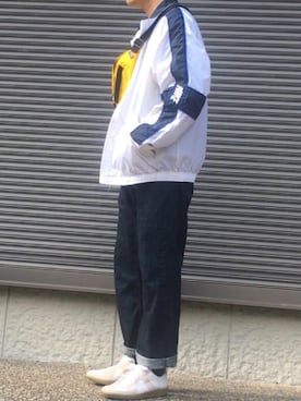 「ジャーマントレーナー」｜「アイテム（ナイロンジャケット）」を使った、eiseiさん（メンズ・163cm）の春コーディネート