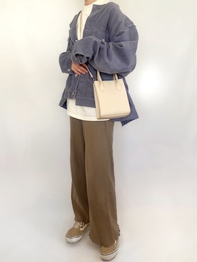 「niko and...（ニコアンド）のアイテム（ノーカラージャケット）」を使った、maiさん（レディース・159cm）の冬コーディネート