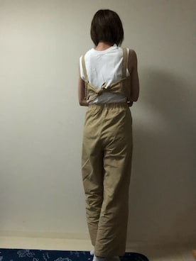 「アイテム（つなぎ/オールインワン、ベージュ系）」を使った、Ⓜ︎さん（レディース・170cm）の夏コーディネート
