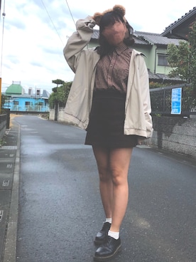 「赤チェック」｜「アイテム（ブルゾン）」を使った、ri /ハイトーン×フレンチガーリーさん（レディース・155cm）の秋コーディネート