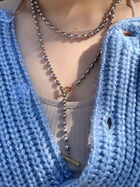 「JEANASIS（ジーナシス）のBIGボールチェーンネックレス/924534（ネックレス、シルバー系）」を使った、yukaさん（レディース・157cm）の春コーディネート