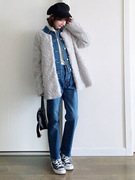 「CONVERSE（コンバース）のCONVERSE ALL STAR　ハイカットスニーカー（スニーカー）」を使った、喵喵小桃さん（レディース・160cm）の冬コーディネート