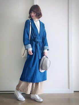 KBF デニムガウンコートを使った中国大陸の人気ファッション ...