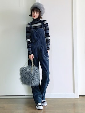 「ドラフトアングリッド」｜「アイテム（つなぎ/オールインワン）」を使った、喵喵小桃さん（レディース・160cm）の春コーディネート