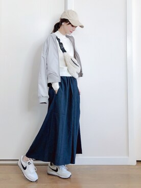 「Heather（ヘザー）のアイテム（ボディバッグ/ウエストポーチ）」を使った、喵喵小桃さん（レディース・160cm）の秋コーディネート