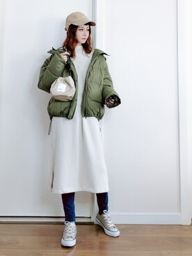 「アイテム（ポーチ、ホワイト系）」を使った、喵喵小桃さん（レディース・160cm）の冬コーディネート