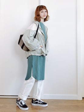 「one after another NICE CLAUP（ワンアフターアナザーナイスクラップ）のアイテム（ブルゾン）」を使った、喵喵小桃さん（レディース・160cm）の春コーディネート