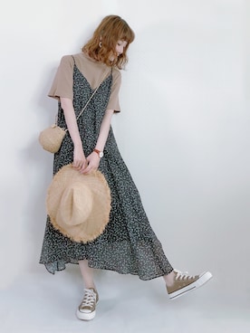 「日系极简」｜「アイテム（その他）」を使った、喵喵小桃さん（レディース・160cm）の春コーディネート