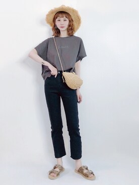 「日系极简」｜「アイテム（その他）」を使った、喵喵小桃さん（レディース・160cm）の夏コーディネート