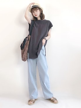 「日系极简」｜「アイテム（その他）」を使った、喵喵小桃さん（レディース・160cm）の夏コーディネート