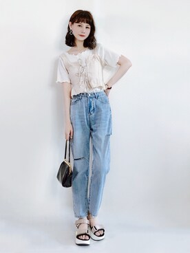 「日系极简」｜「アイテム（その他）」を使った、喵喵小桃さん（レディース・160cm）の夏コーディネート