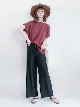 「日系极简」｜「アイテム（その他）」を使った、喵喵小桃さん（レディース・160cm）の夏コーディネート