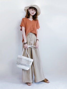 「日系极简」｜「アイテム（その他）」を使った、喵喵小桃さん（レディース・160cm）の夏コーディネート