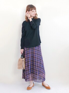 「日系极简」｜「アイテム（その他）」を使った、喵喵小桃さん（レディース・160cm）の秋コーディネート