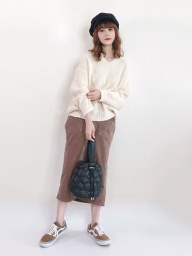 「日系极简」｜「アイテム（その他）」を使った、喵喵小桃さん（レディース・160cm）の秋コーディネート