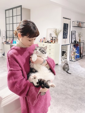 「毛衣」｜「アイテム（その他）」を使った、喵喵小桃さん（レディース・160cm）の冬コーディネート
