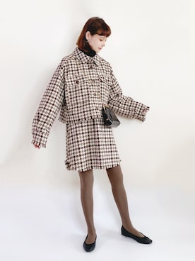 「休闲」｜「アイテム（その他アウター）」を使った、喵喵小桃さん（レディース・160cm）の冬コーディネート