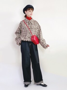 「休闲」｜「アイテム（その他アウター）」を使った、喵喵小桃さん（レディース・160cm）の冬コーディネート