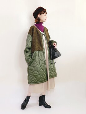 「休闲」｜「アイテム（その他アウター）」を使った、喵喵小桃さん（レディース・160cm）の冬コーディネート