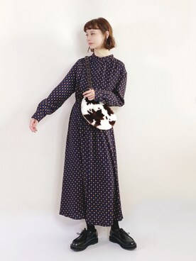 「休闲」｜「アイテム（その他シューズ）」を使った、喵喵小桃さん（レディース・160cm）の冬コーディネート