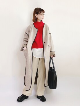 「休闲」｜「アイテム（その他アウター）」を使った、喵喵小桃さん（レディース・160cm）の春コーディネート