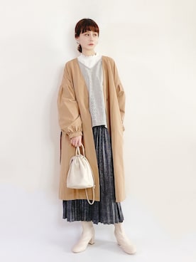 「休闲」｜「アイテム（その他アウター）」を使った、喵喵小桃さん（レディース・160cm）の春コーディネート
