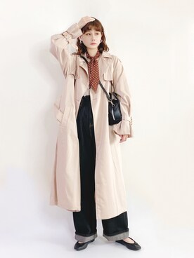 「休闲」｜「アイテム（トレンチコート）」を使った、喵喵小桃さん（レディース・160cm）の春コーディネート