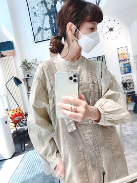 「休闲」｜「アイテム（オールインワン・サロペット）」を使った、喵喵小桃さん（レディース・160cm）の春コーディネート