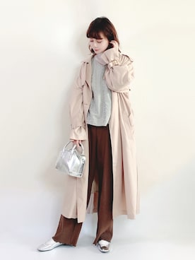 「休闲」｜「アイテム（トレンチコート）」を使った、喵喵小桃さん（レディース・160cm）の春コーディネート