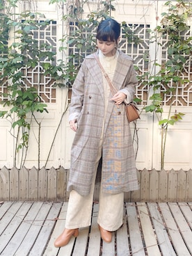 「休闲」｜「アイテム（オールインワン・サロペット）」を使った、喵喵小桃さん（レディース・160cm）の春コーディネート