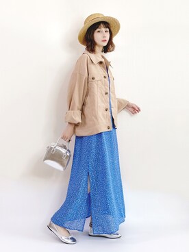 「one after another NICE CLAUP（ワンアフターアナザーナイスクラップ）のアイテム（ブルゾン）」を使った、喵喵小桃さん（レディース・160cm）の春コーディネート