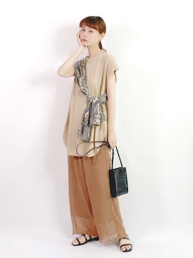 「休闲」｜「アイテム（財布/小物）」を使った、喵喵小桃さん（レディース・160cm）の夏コーディネート