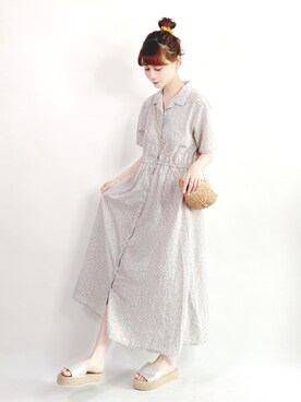 「休闲」｜「アイテム（ワンピース）」を使った、喵喵小桃さん（レディース・160cm）の夏コーディネート