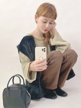 「休闲」｜「アイテム（その他アウター）」を使った、喵喵小桃さん（レディース・160cm）の冬コーディネート