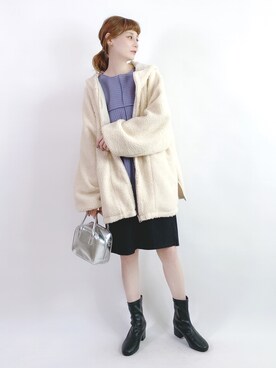 「休闲」｜「アイテム（ブルゾン）」を使った、喵喵小桃さん（レディース・160cm）の冬コーディネート
